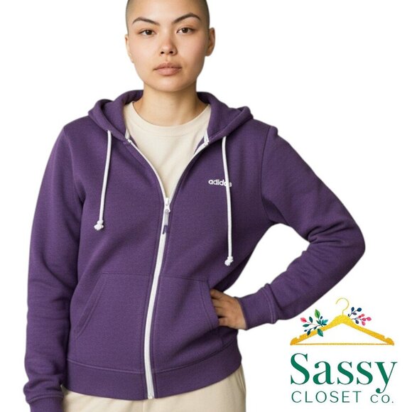 ADIDAS Hoodie – Purple Zip Front, Sz M, RN#88387, EUC - Picture 2 of 6